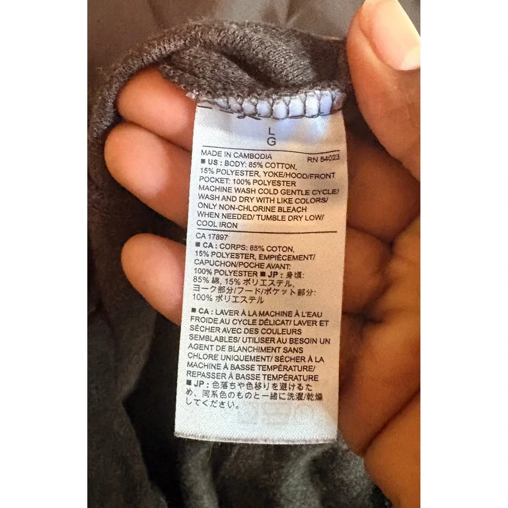 Banana Republic Mens Charcoal Gray Full‎ Zip Hooded Jacket Fleece Nylon Blend L